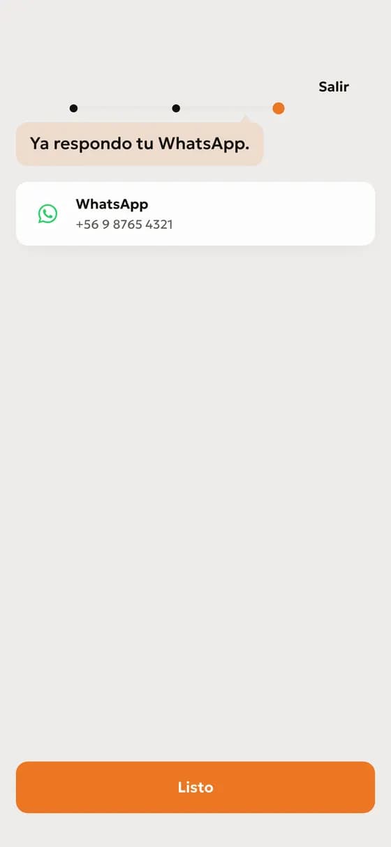 Al volver verás «Ya respondo tu WhatsApp».