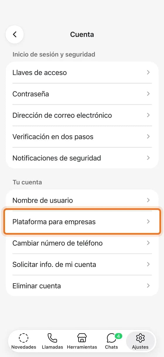 Toca «Plataforma para empresas».