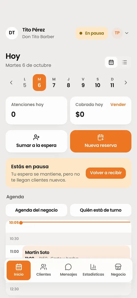 Si necesitas una pausa, pausa los turnos y vuelve cuando quieras.