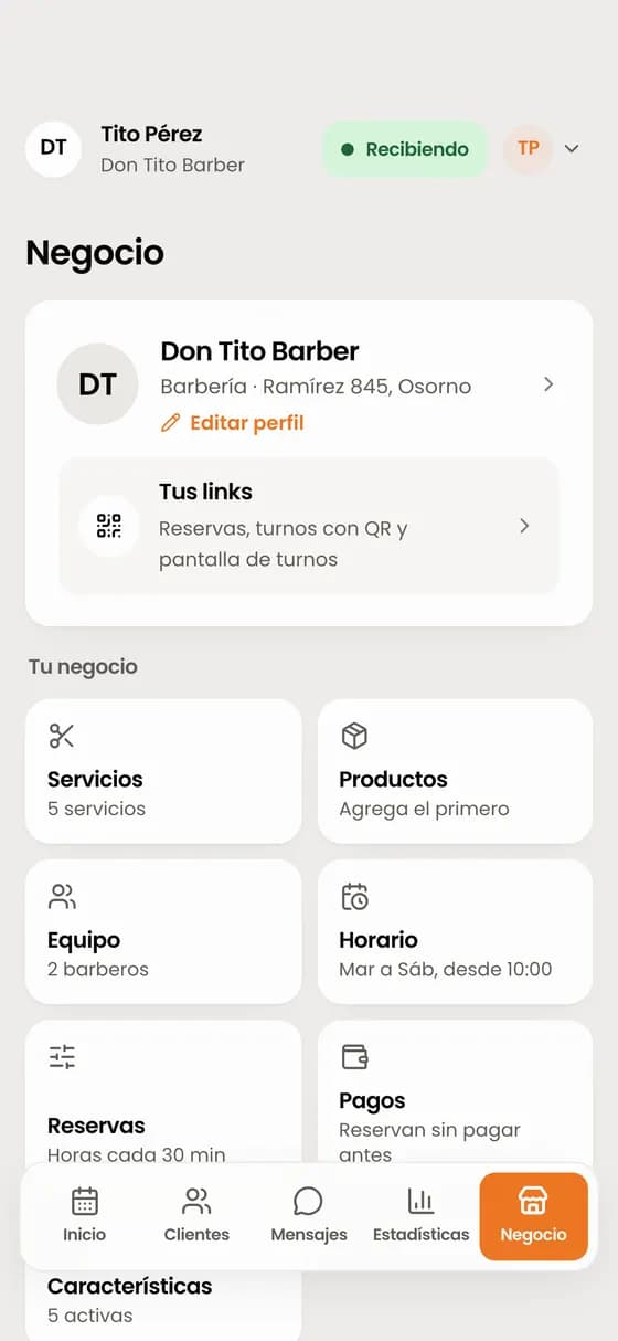 Entra a la pestaña Negocio y toca «Tus links».