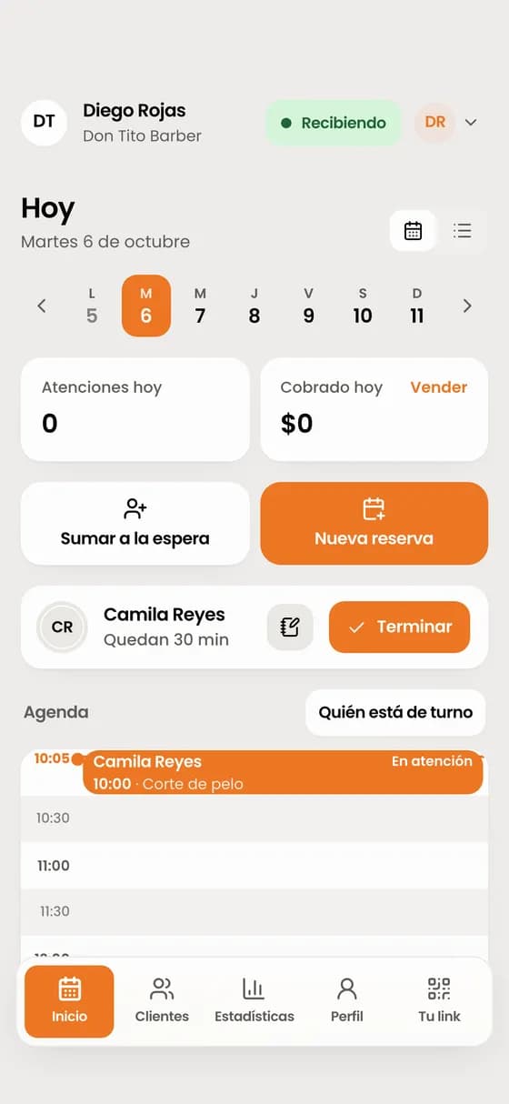 Toca «Empezar»: la atención queda en curso.