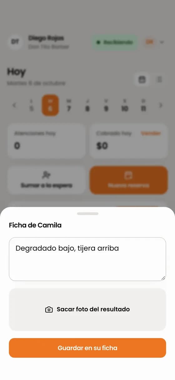 Con «Nota o foto» guardas cómo quedó el corte en su ficha.