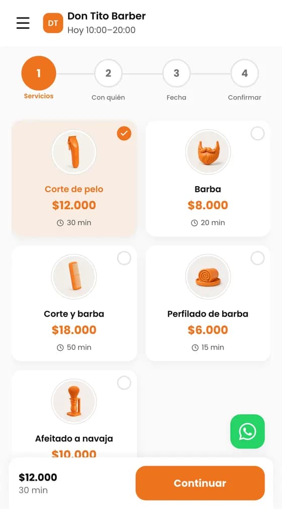 Abre tu link y elige el servicio.